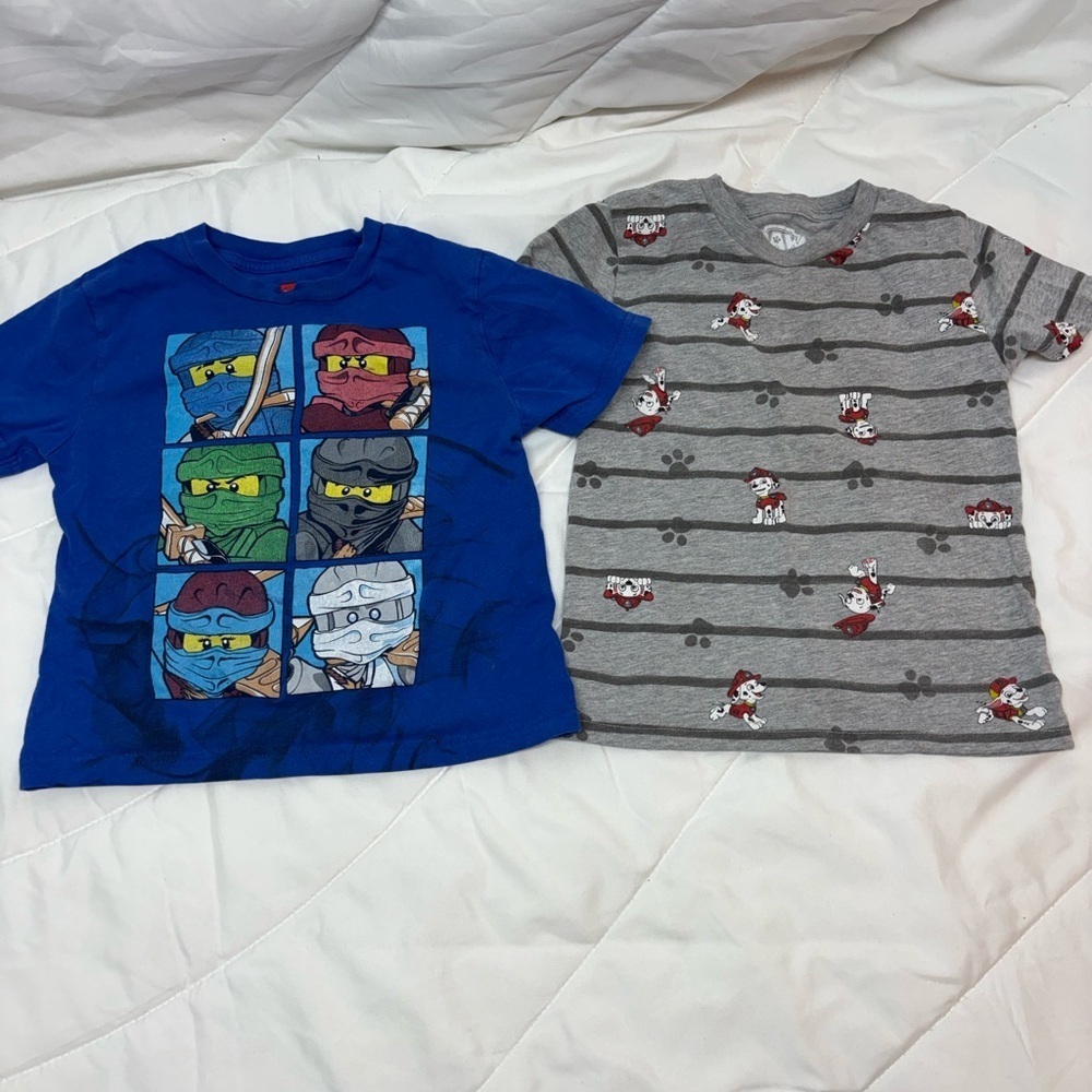 Lego and Paw Patrol Blue and Gray Kids Short Sleeve Tees 4T